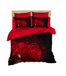 L'essentiel linge de maison Juego de funda de edredón doble Rojo y Negro